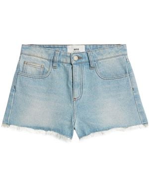 Ami Paris Ami Raw-Cut Denim Shorts - Blue