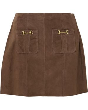 RIXO London Trim-Trimmed Midi Skirt - Brown