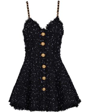Balmain Tweed Mini Dress - Black