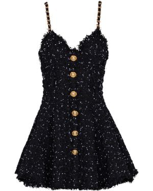 Balmain Tweed Mini Dress - Black