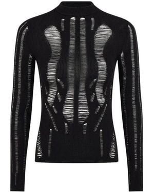 MISBHV Ripped-Detail Knitted Jumper - Black