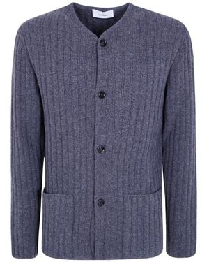 Lardini Long Sleeve Buttoned Cardigan - Blue