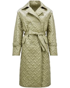 Moncler Samare Belted Quilted Coat - Green