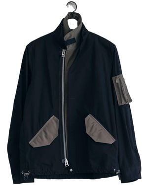 Sacai Layered Effect Oxford Jacket - Blue