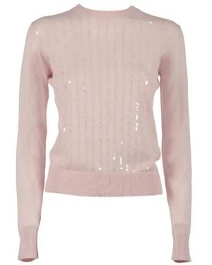 Max Mara Studio Gabarra Sequin Embellished Crewneck Knitted Jumper - Pink