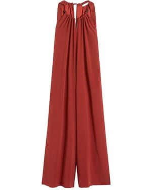 Max Mara Satin Halterneck Jumpsuit - Red