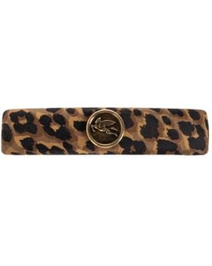 Etro Pegasus Leopard-Print Hair Clip - White