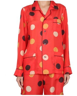 Aspesi Polka-Dot Printed Buttoned Shirt - Red