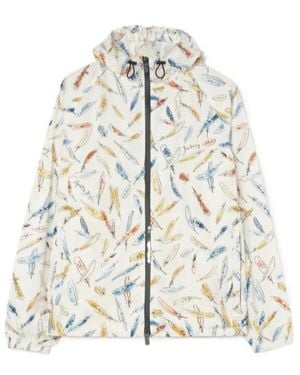 Burberry Feather Print Nylon Clapton Hooded Jacket - White