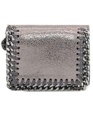 Stella McCartney Logo Engraved Chain Detailed Wallet - Grey