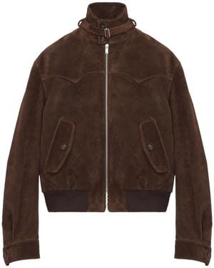 McQueen Jacket With Belted Collar And Chain With T-Back Detail - Brown
