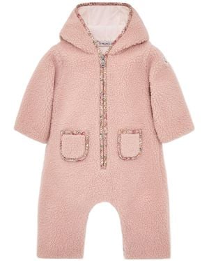 Moncler Teddy Hooded Romper - Pink