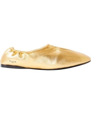 Alaïa Alaïa Ruched Flat Shoes - Natural