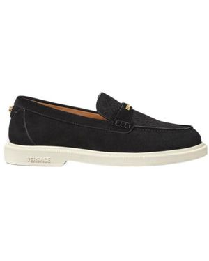 Versace Round-Toe Slip-On Loafers - Black