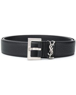 Saint Laurent Logo Square Buckle Belt - White