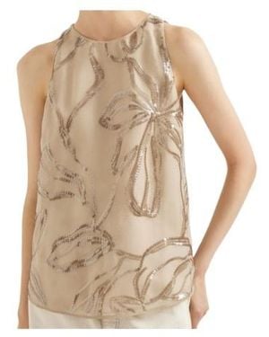 Brunello Cucinelli Floral Sequin Top - Natural