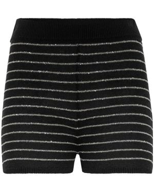Brunello Cucinelli Knitted Striped Mini Shorts - Black