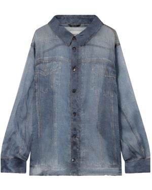 Haikure Denim Printed Long Sleeve Shirt - Blue