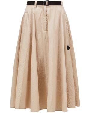 Moncler Logo Patch Belted Skirt - Natural