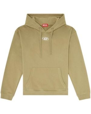 DIESEL Cotton Hoodie With Metallic Oval D - Natural