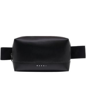 Marni Logo Detailed Zipped Belt Bag - Black