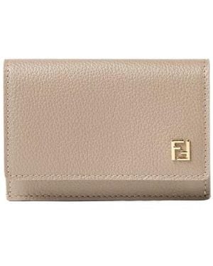 Fendi Ff Card Case Dove Leather Card Case - Natural