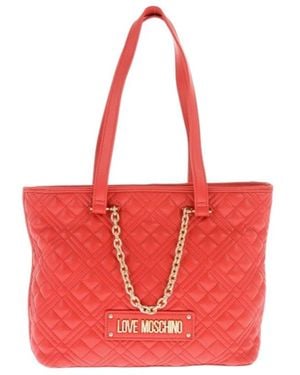 Moschino Logo Quilted Handbag - Red