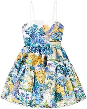 Mary Katrantzou Floral-Print Cotton-Faille Mini Dress - Blue