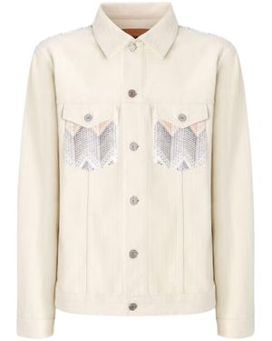 Missoni Chevron-Knit Denim Jacket - Natural