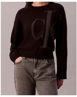 Calvin Klein Smooth Cotton Monogram Jacquard Top - Black