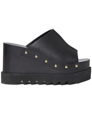 Stella McCartney Elyse 80Mm Studded Wedge Sandals - Black