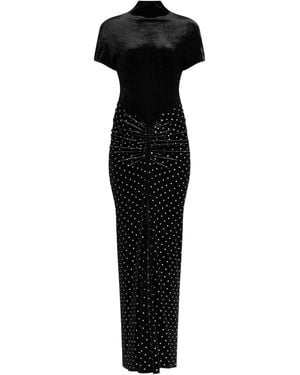 Alaïa Crystal-Embellished Draped Maxi Dress - Black