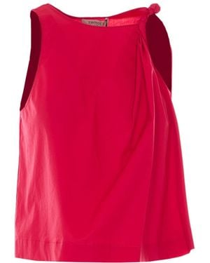 Twinset Ruched Sleeveless Top - Red