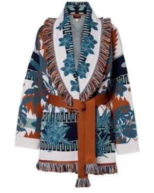 Alanui Island Soul Jacquard Wool Cardigan - Blue