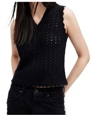 AllSaints Vivian Scalloped Tank Top - Black