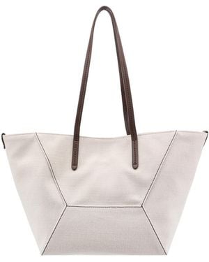 Brunello Cucinelli Paneled Tote Bag - Natural
