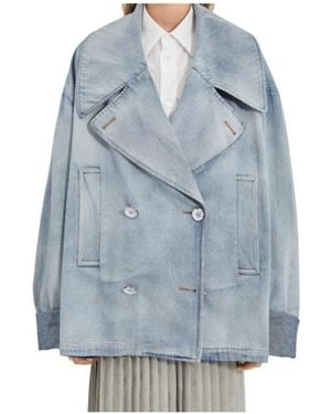 MM6 by Maison Margiela Double-Breasted Denim Jacket - Blue
