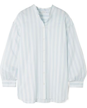 Eres Striped Cotton Pyjama Top - White