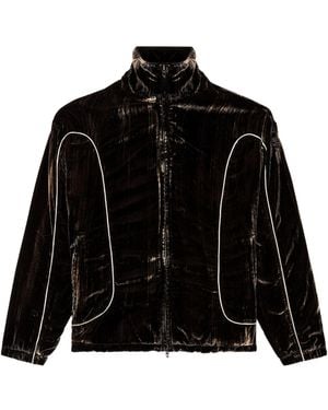 DIESEL Velvet Contrast-Piping Track Jacket - Black