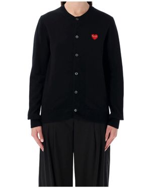 COMME DES GARÇONS PLAY Comme Des Garçons Play Logo Detailed Crewneck Cardigan - Black