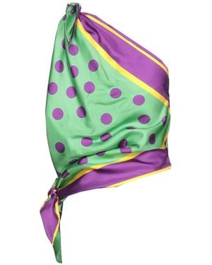 Dolce & Gabbana Polka-Dot One-Shoulder Satin Top - Green