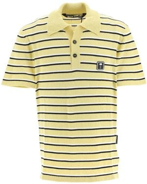 Palm Angels Logo-Patch Short Sleeved Polo Shirt - Metallic