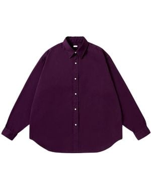 A.PRESSE Double Weave Twill Regular Collar Shirts - Purple