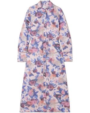 Erdem Tie-Waist Printed Shirt Dress - Purple