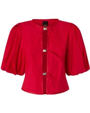 Pinko Puff-Sleeve Crop Top - Red