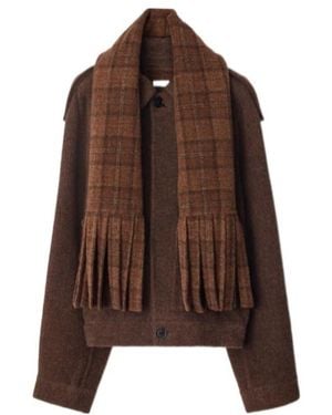 Burberry Wool Jacket 'Foxhill' With Scarf - Brown