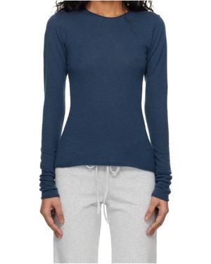 Skims Translucent Knitted T-Shirt - Blue