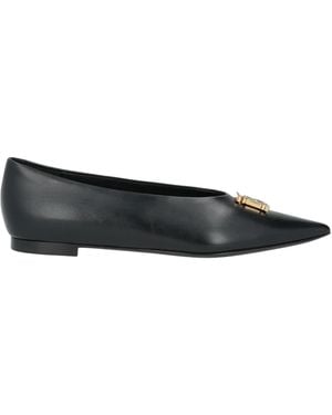 Burberry Minimalist Leather Ballet Flats - Black