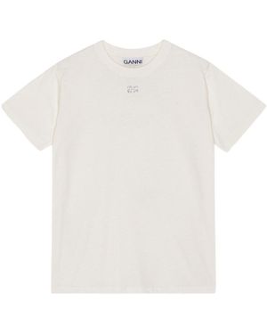 Ganni Basic Jersey Embellished Relaxed T-Shirt - White