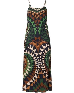 FARM Rio Heart Deco Satin Maxi Dress - Green
